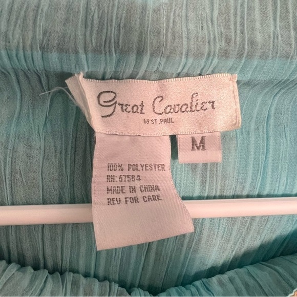 Vintage Great Cavalier by St. Paul Reversible Blouse Teal Floral Animal Print - Picture 12 of 12